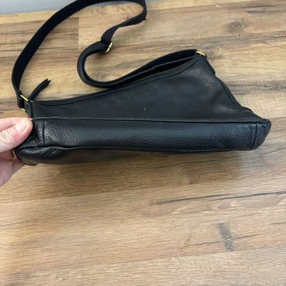 Fossil Elise Crossbody Bag Black Pebbled Leather Slim 3 Zipper Adjustable - Picture 4 of 13